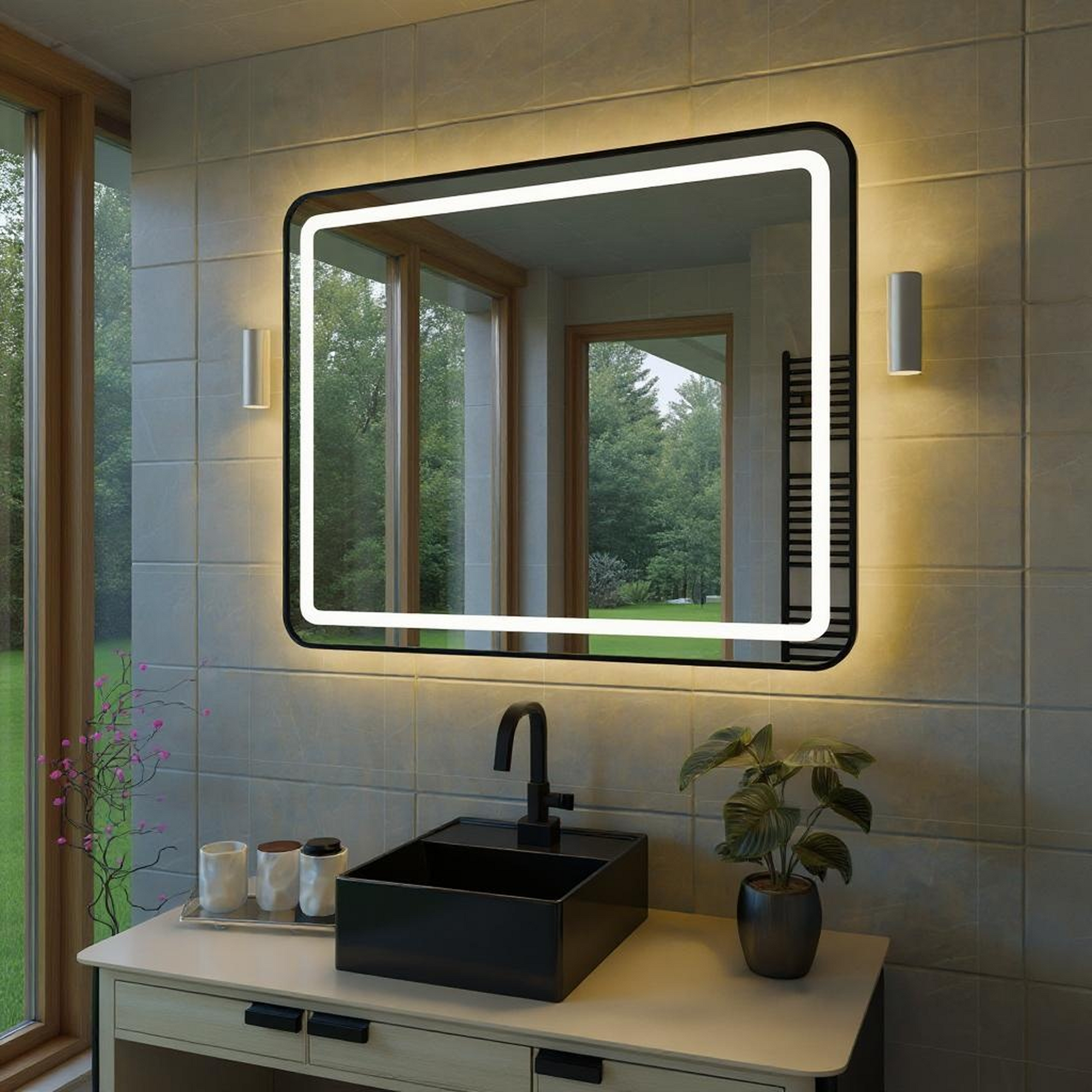 LED Işıklı Dikdörtgen Banyo Aynası - Gün Işığı