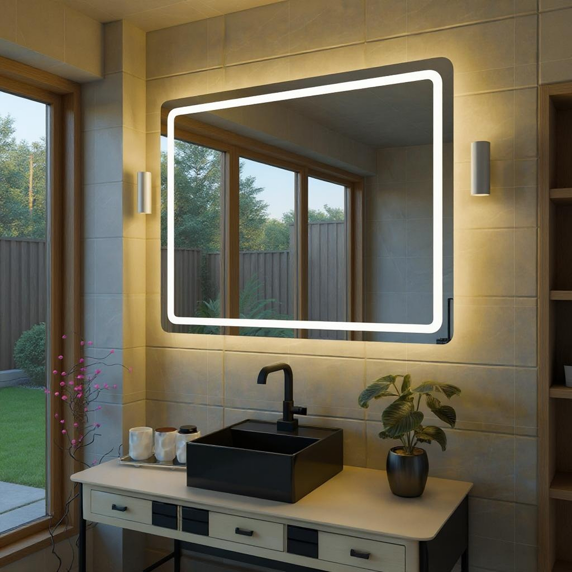 LED Işıklı Dikdörtgen Banyo Aynası - Gün Işığı
