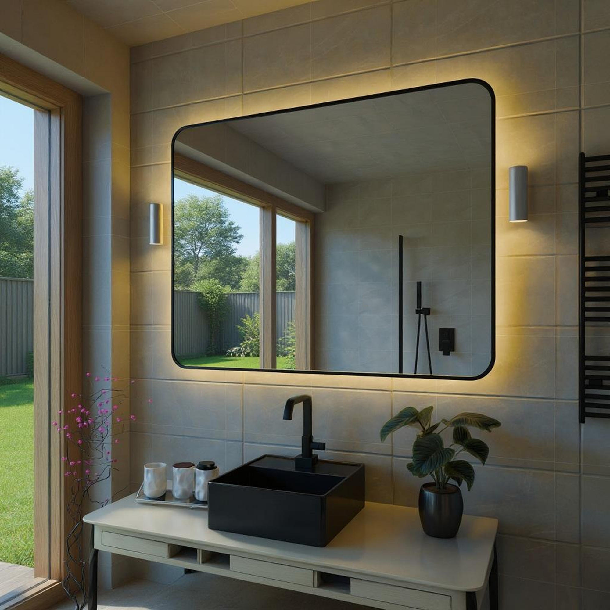 Desensiz LED Işıklı Dikdörtgen Banyo Aynası - Gün Işığı