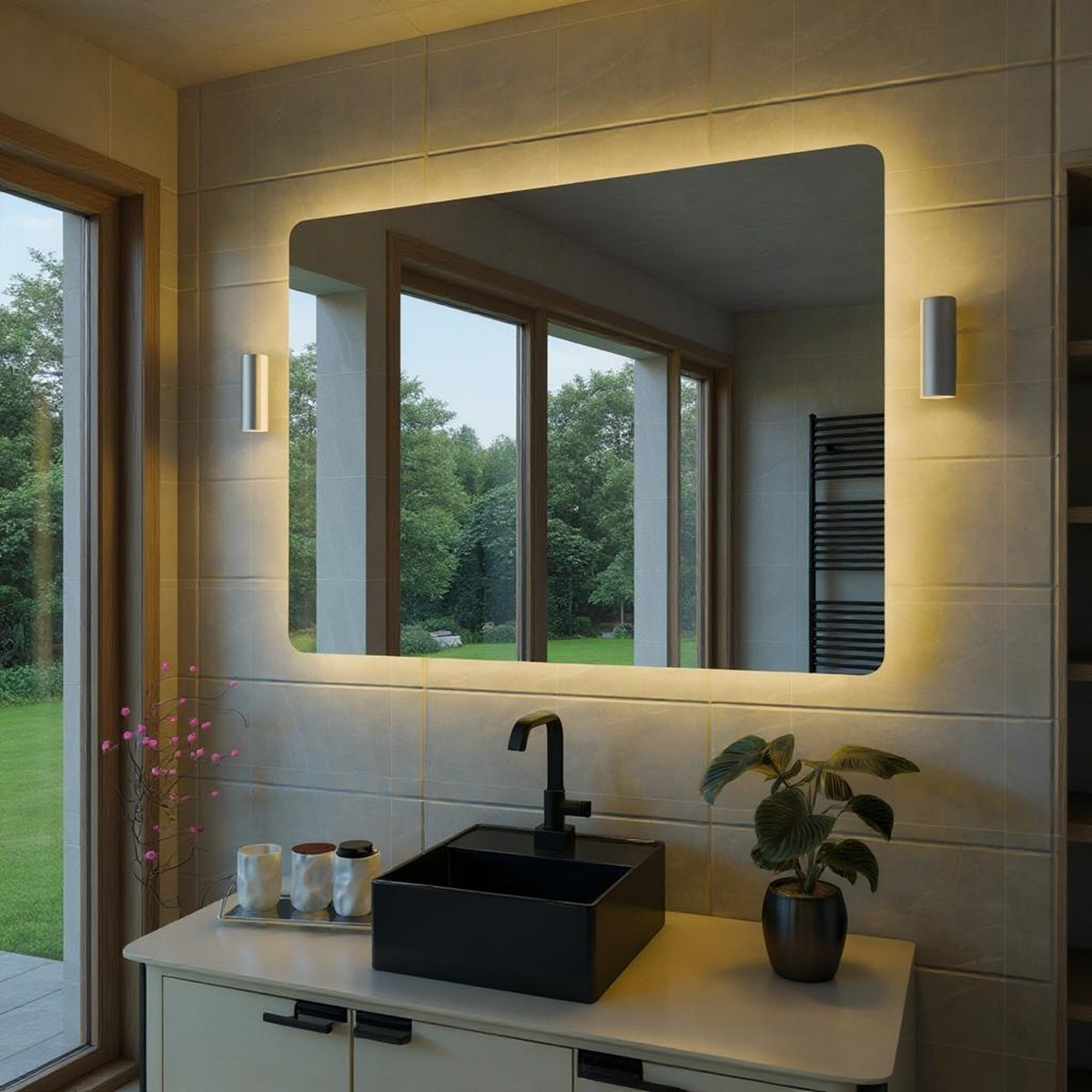 Desensiz LED Işıklı Dikdörtgen Banyo Aynası - Gün Işığı