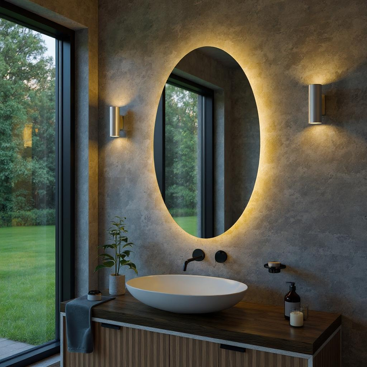 Desensiz LED Işıklı Elips Banyo Aynası - Gün Işığı