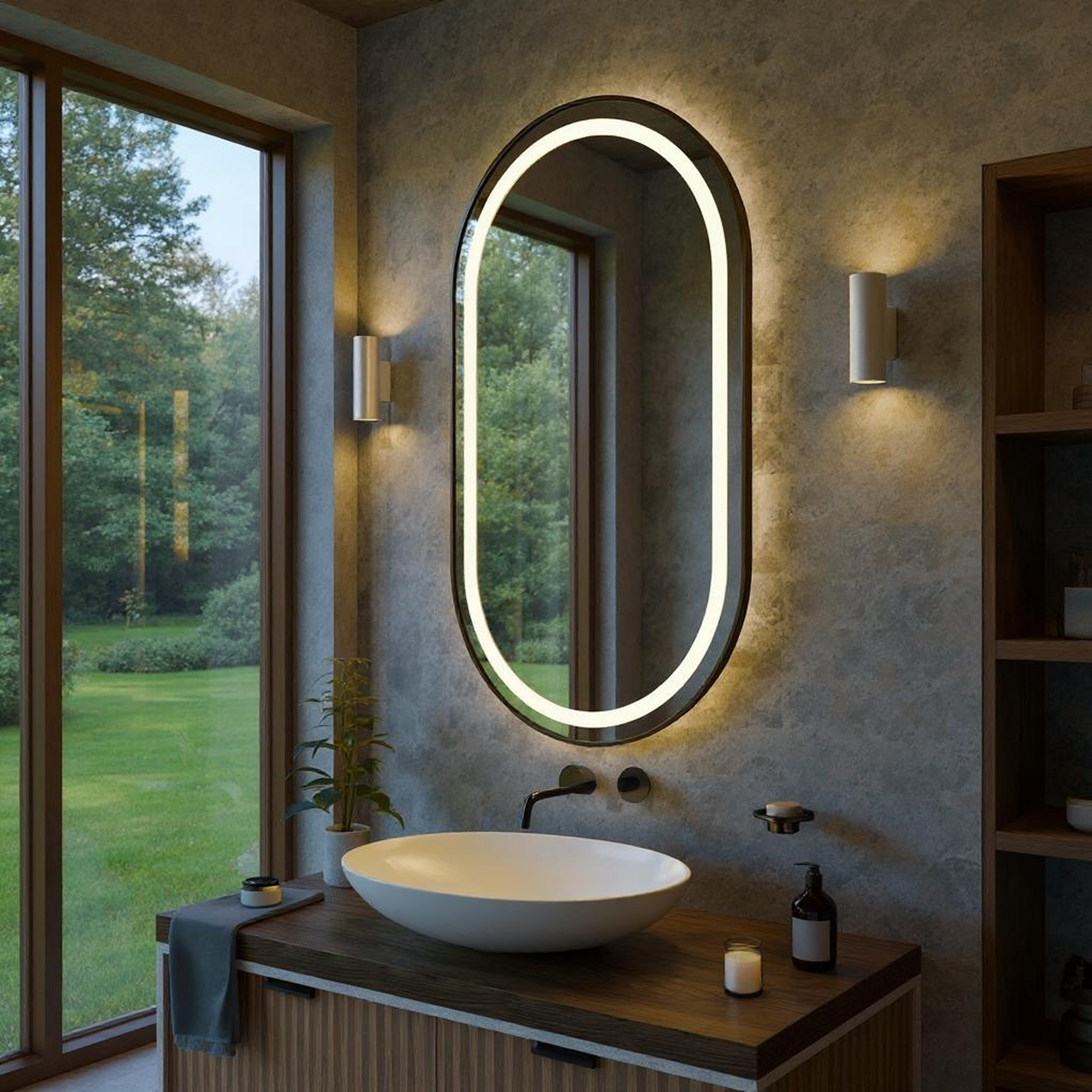LED Işıklı Oval Banyo Aynası - Gün Işığı