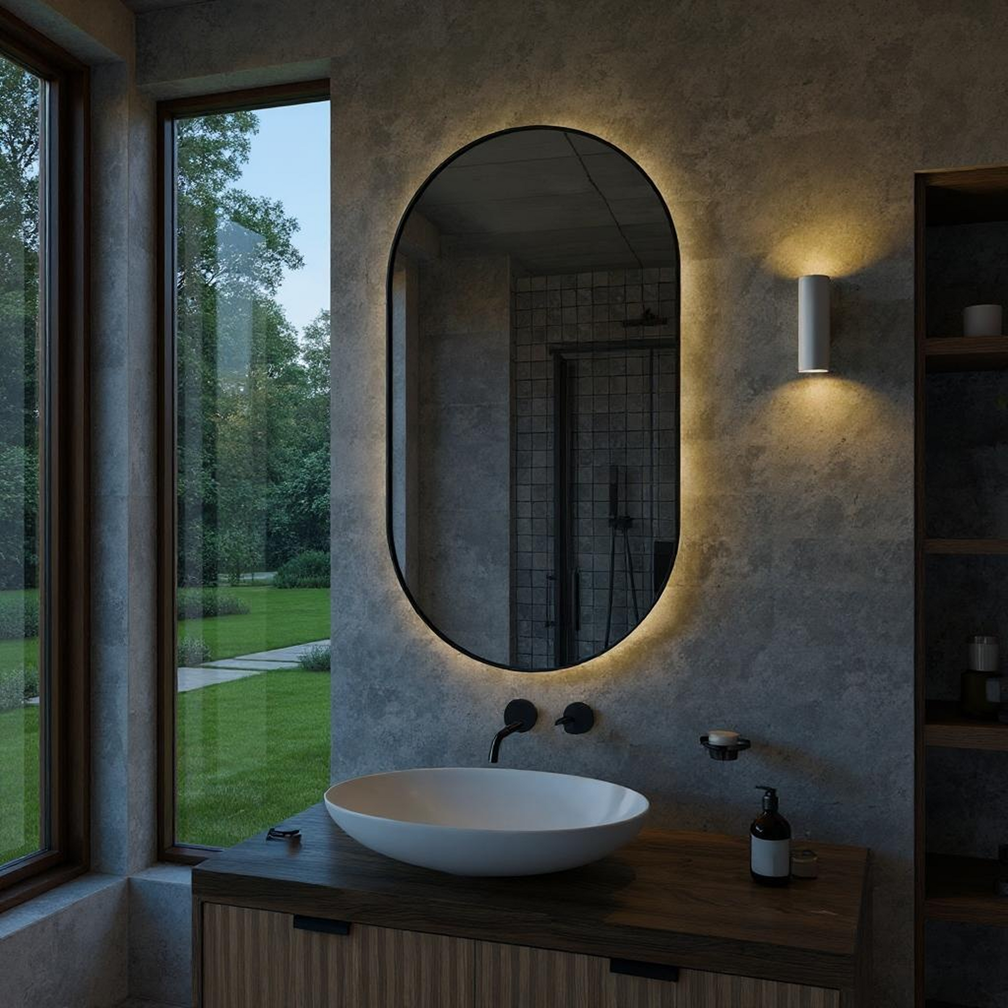 Desensiz LED Işıklı Oval Banyo Aynası - Gün Işığı